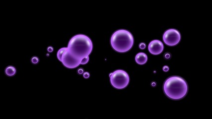 Poster - 3D illustration of a purple object, a gas cloud of high-temperature plasma. Lots of purple plasma droplets in space. Abstract image of futuristic black background. 3D rendering isolated.