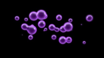 Poster - 3D illustration of a purple object, a gas cloud of high-temperature plasma. Lots of purple plasma droplets in space. Abstract image of futuristic black background. 3D rendering isolated.