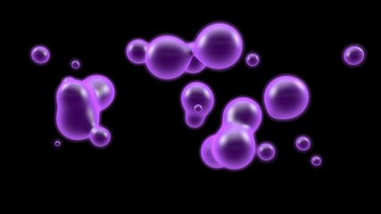 Poster - 3D illustration of a purple object, a gas cloud of high-temperature plasma. Lots of purple plasma droplets in space. Abstract image of futuristic black background. 3D rendering isolated.