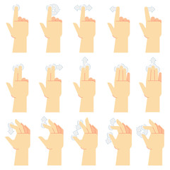 Poster - touch screen gestures. finger tap, swipe gesture and hand touched smartphone screens. touch ui carto