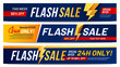 Flash sale banners. Lightning offer sales, only now deals and discount offers lightnings banner layout vector illustration set