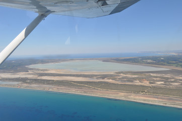 The beautiful natural Wetland Limassol Salt Lake Overview landscape in Cyprus