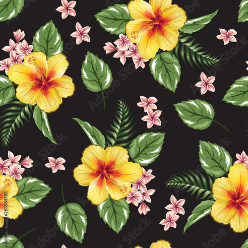 Seamless pattern hibiscus flower tropical floral design