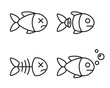 set of fish icons. dead and live fish