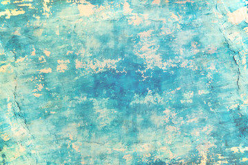 Wall Mural - Blank grunge concrete wall blue sea color paint for texture. vintage background