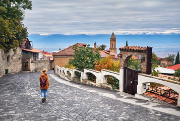woman in signagi town in georgia