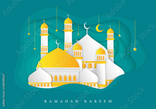 Cuadros en Lienzo Ramadan Kareem Background Template With Trendy and Modern Concept Design Vector