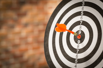 Red dart target arrow hitting on bullseye with,Target marketing and business success concept - Image