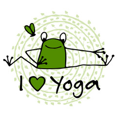 Sticker - Funny yoga frog, sketch for your design