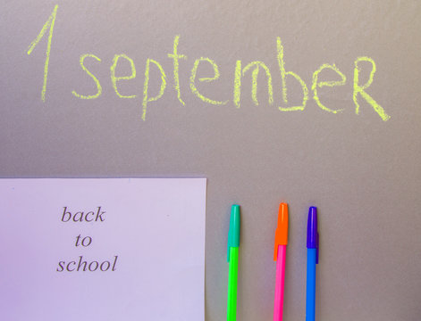 back to school concept, a pen, writing on the Board 1 September