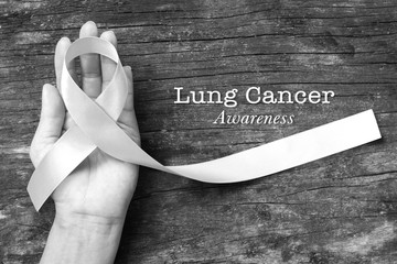 Wall Mural - White/ light pearl color ribbon  for raising awareness on Lung cancer