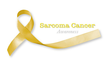 Wall Mural - Sarcoma Bone cancer yellow awareness yellow ribbon isolated on white background (clipping path):