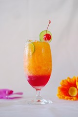 Wall Mural - summer drink fruit punch mocktail isolate background