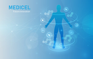 Poster - medical health care human body diagnostics template concept background clean design