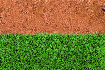 Sticker - Border of Green Grass and Tufts with Brown Soil in Spring