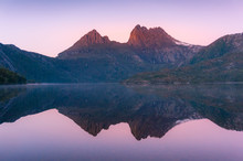 Cradle Mountain Reflected In Lake Dove At Sunrise