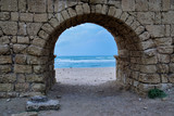 Fototapeta  - Arch. A fragment of The Roman aqueduct in Caesarea Marittima Israel.