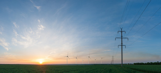 Industrial landscape with wind turbines