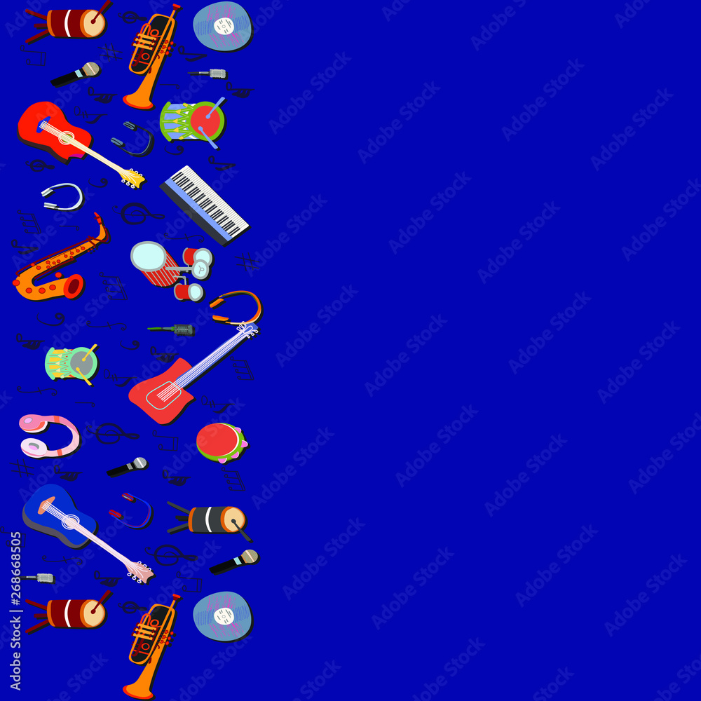 Musical instruments border Stock Vector | Adobe Stock