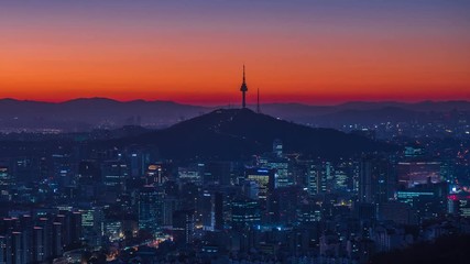 Wall Mural - Seoul city at night south Korea 