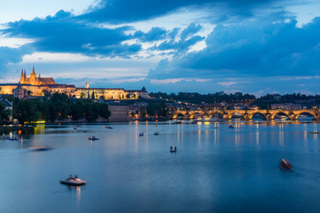 Sticker - Vltava river with Charles bridge and Prague castle