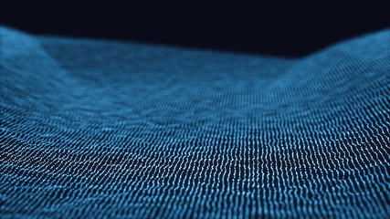 Poster - 3d abstract digital technology background. Futuristic sci-fi user interface concept with gradient dots and lines. Big data, artificial intelligence, music hud. Blockchain and cryptocurrency
