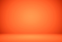 Empty Orange Studio Room, Used As Background For Display Your Products