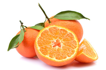 Wall Mural - Mandarin fruit on white background