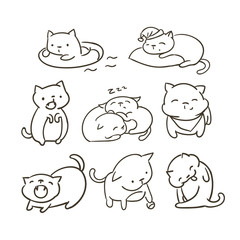  doodle cute little cat vector sletch coloring book