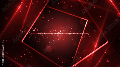 Fotografía  Red virtual abstract background space tunnel with neon line lights