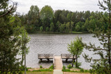 Fototapeta Pomosty - Drewniany pomost na jeziorze Bolesty