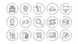 © blankstock - Marketing, research line icons. Strategy, Feedback and Advertising agency. Business strategy linear icon set. Line buttons with icon. Editable stroke. Vector