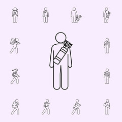 Poster - man with arrow bag illustration icon. Male Bag and luggage icons universal set for web and mobile
