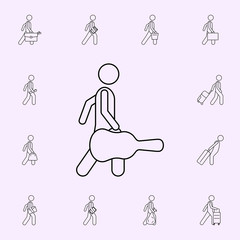 Poster - man with guitar bag illustration icon. Male Bag and luggage icons universal set for web and mobile