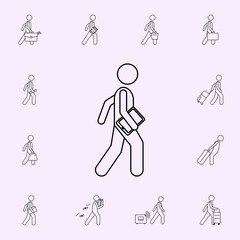 Poster - man with smart tablet illustration icon. Male Bag and luggage icons universal set for web and mobile