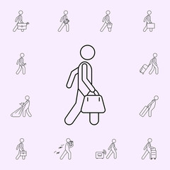 Poster - man with bowling ball bag illustration icon. Male Bag and luggage icons universal set for web and mobile
