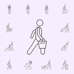 Poster - man with bucket illustration icon. Male Bag and luggage icons universal set for web and mobile