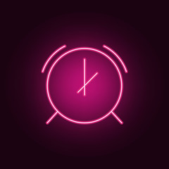 Poster - alarm clock neon icon. Elements of Measure set. Simple icon for websites, web design, mobile app, info graphics