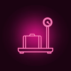 Poster - cargo scales neon icon. Elements of Measure set. Simple icon for websites, web design, mobile app, info graphics