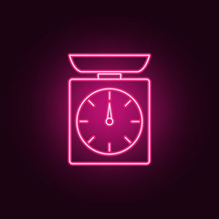 Poster - mechanical balance with an arrow neon icon. Elements of Measure set. Simple icon for websites, web design, mobile app, info graphics