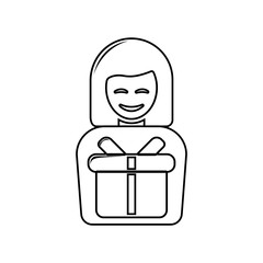 Sticker - Mom with a gift icon. Element of Mother day for mobile concept and web apps icon. Outline, thin line icon for website design and development, app development