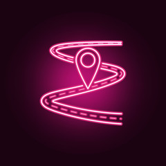 Poster - pin on the road neon icon. Elements of Navigation set. Simple icon for websites, web design, mobile app, info graphics