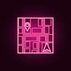 Poster - cursor and pin on the map neon icon. Elements of Navigation set. Simple icon for websites, web design, mobile app, info graphics