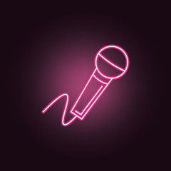 Poster - Microphone neon icon. Elements of Party set. Simple icon for websites, web design, mobile app, info graphics