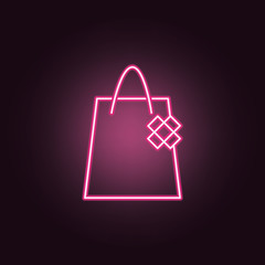 Poster - present bag neon icon. Elements of Party set. Simple icon for websites, web design, mobile app, info graphics