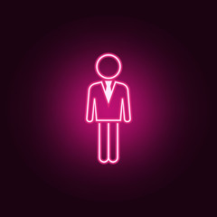 Poster - business man neon icon. Elements of People set. Simple icon for websites, web design, mobile app, info graphics