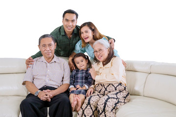 Wall Mural - Extended family taking a group selfie picture