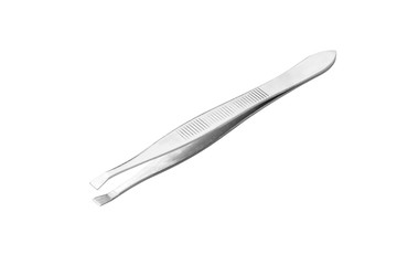 Metal tweezers isolated on white background