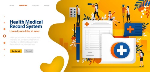 Health medical Record System. folder with cross symbol and registration form .vector illustration concept can be use for landing page, template, ui ux, web, mobile app, poster, banner, website