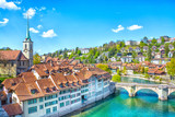 Fototapeta  - Panoramic view on old town of Bern, capital of Switzerland